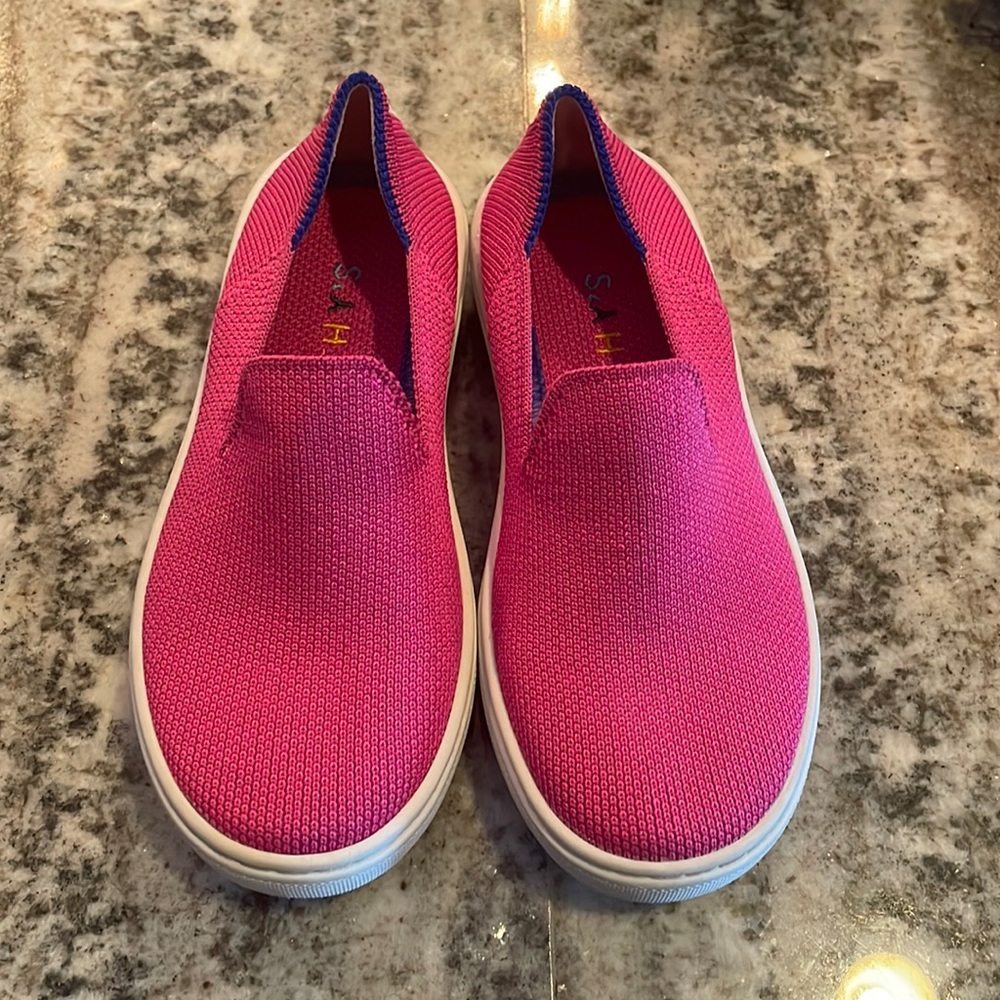Girls Rothys in bright pink (not sure the exact color name)